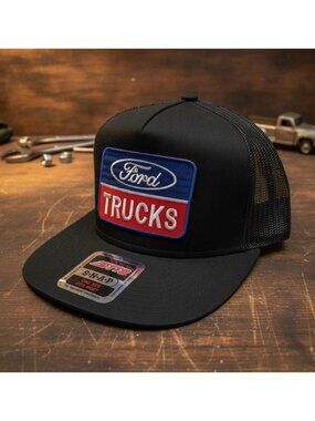 Ford Trucks Hat Custom Embroidered Patch Flat Bill Trucker Cap Black Snapback